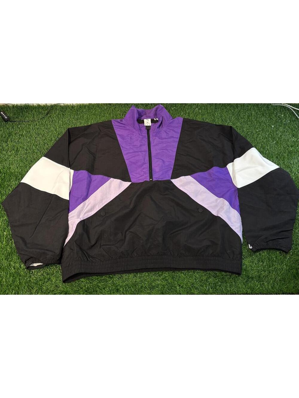 90s PUMA x Lauren London Colorblock Pullover Windbreaker Jacket Black Purple XXL